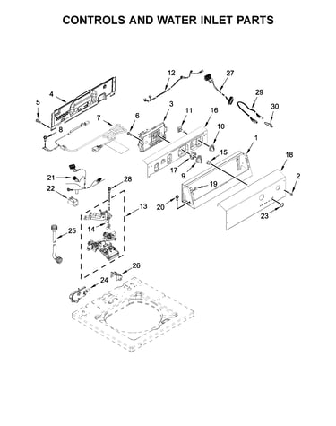 Controls and water inlet parts