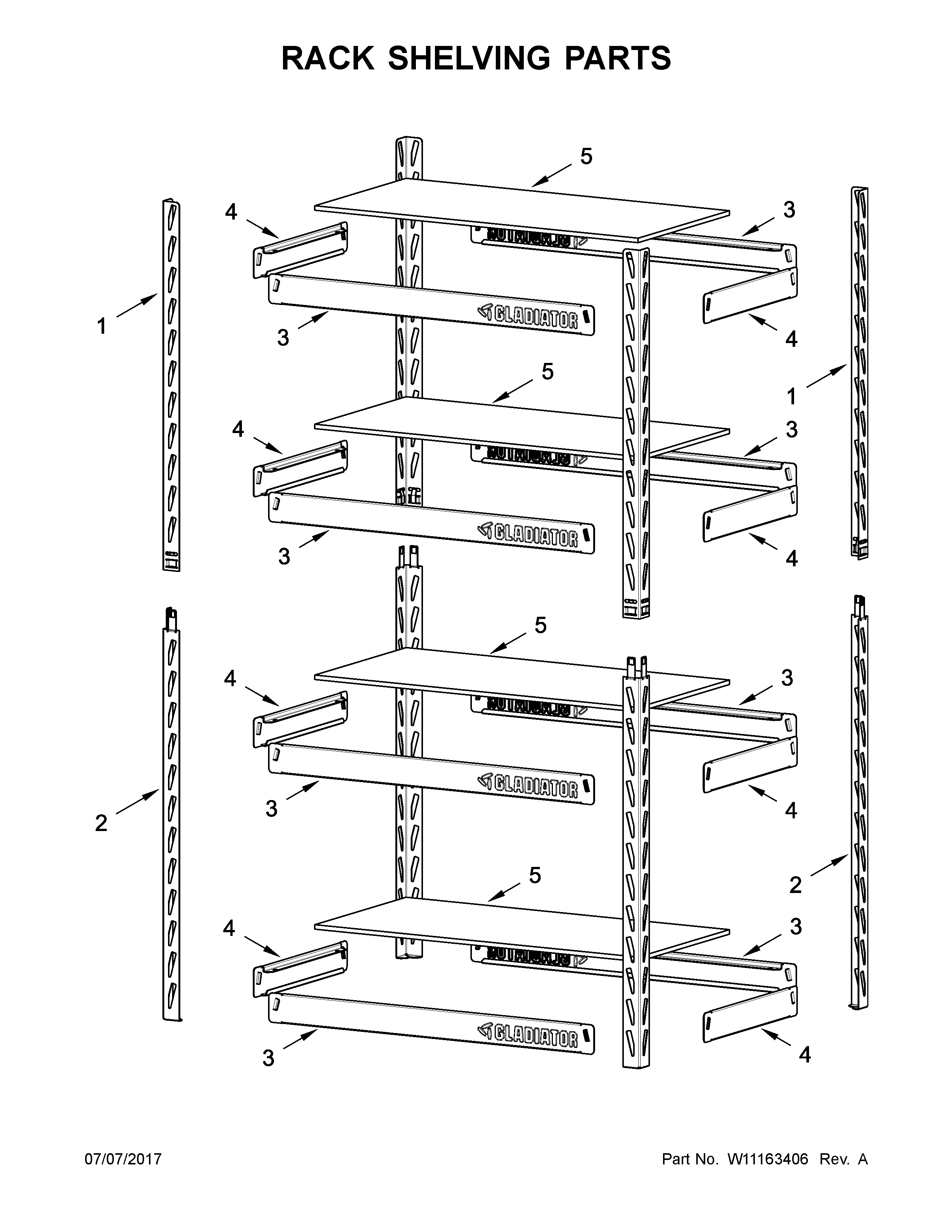 Rack shelving parts