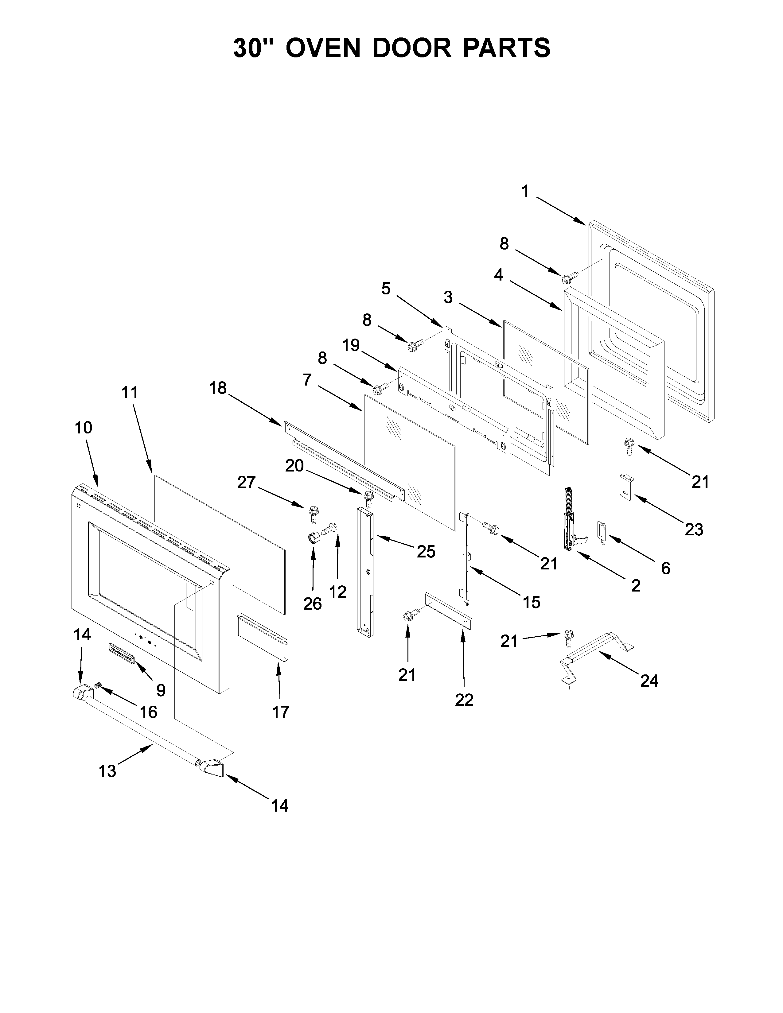 30" OVEN DOOR PARTS