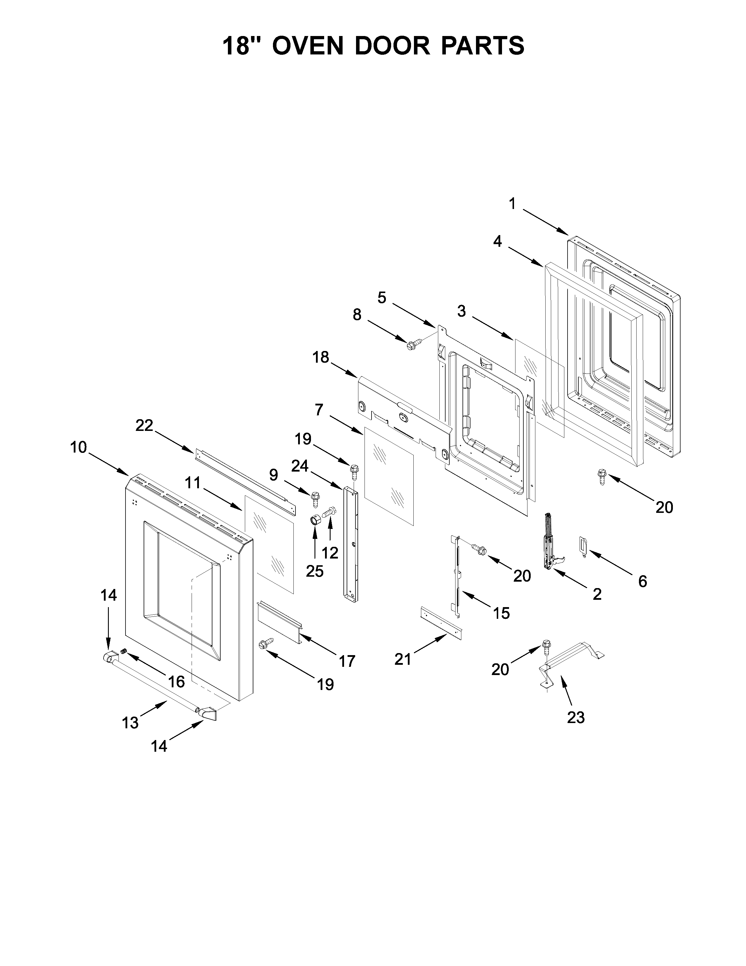 18" OVEN DOOR PARTS