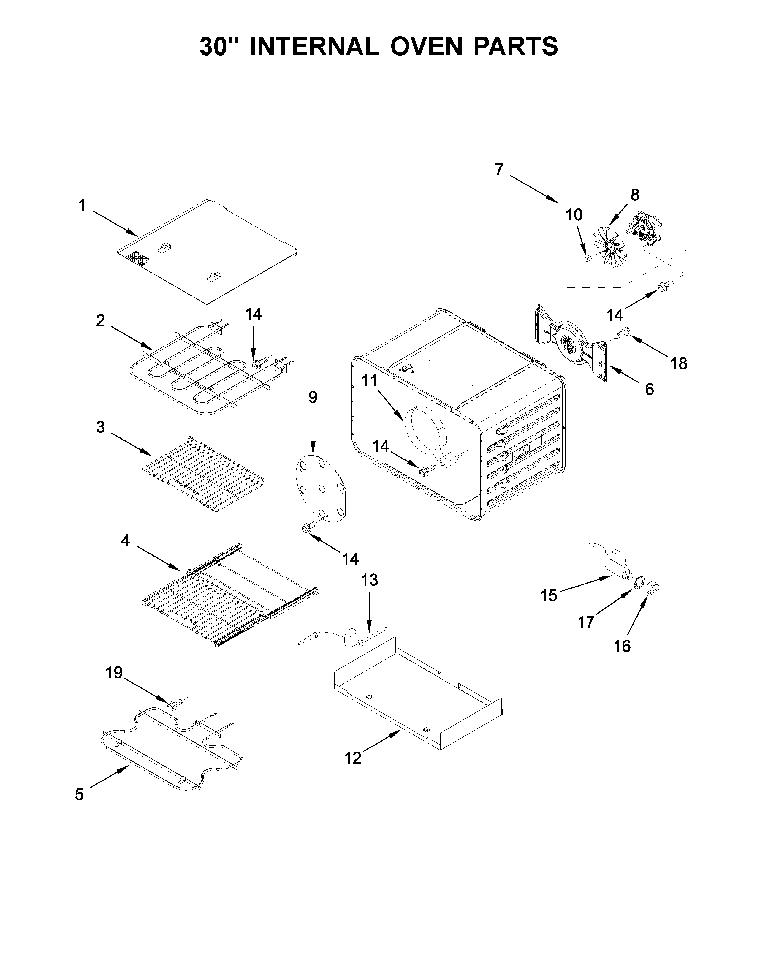 30" INTERNAL OVEN PARTS