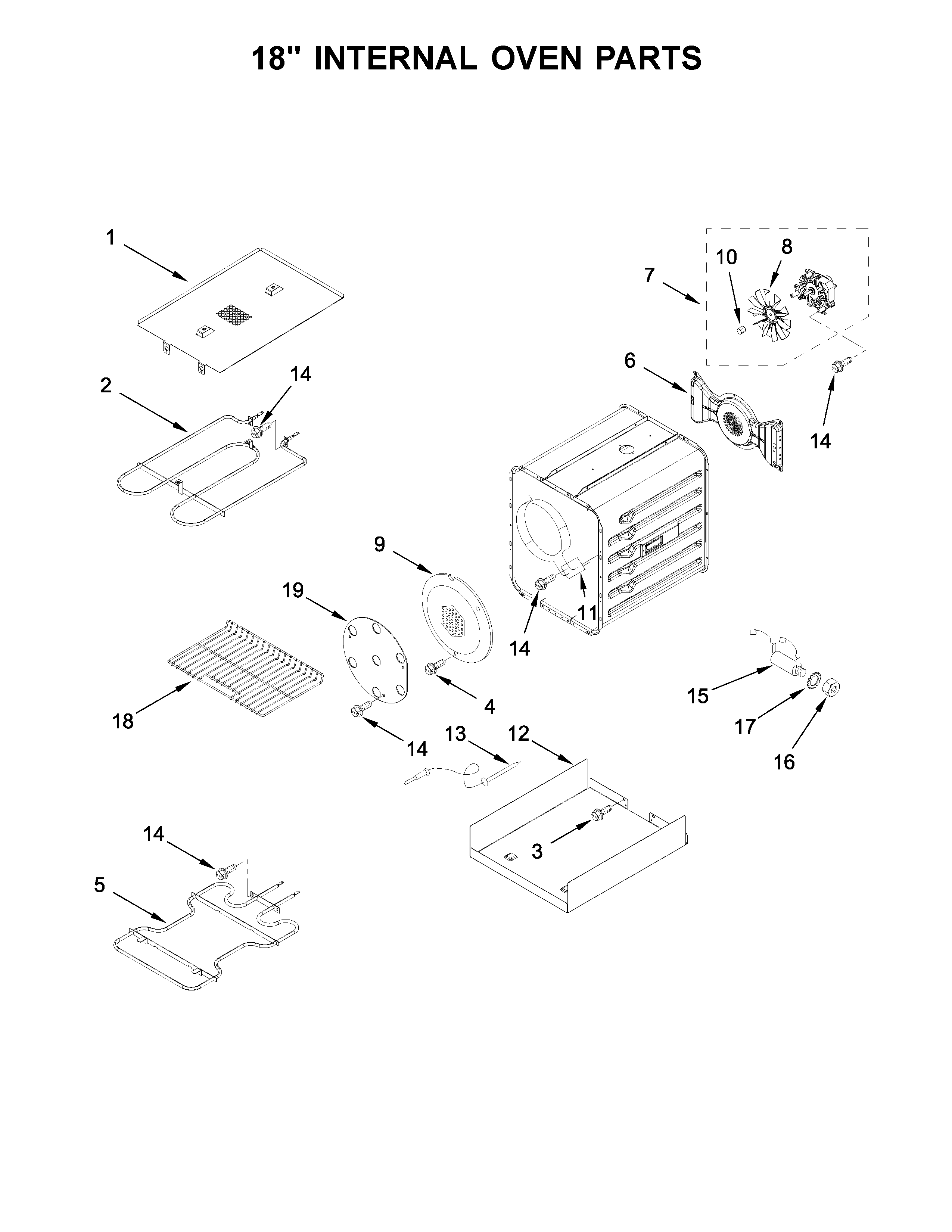 18" INTERNAL OVEN PARTS