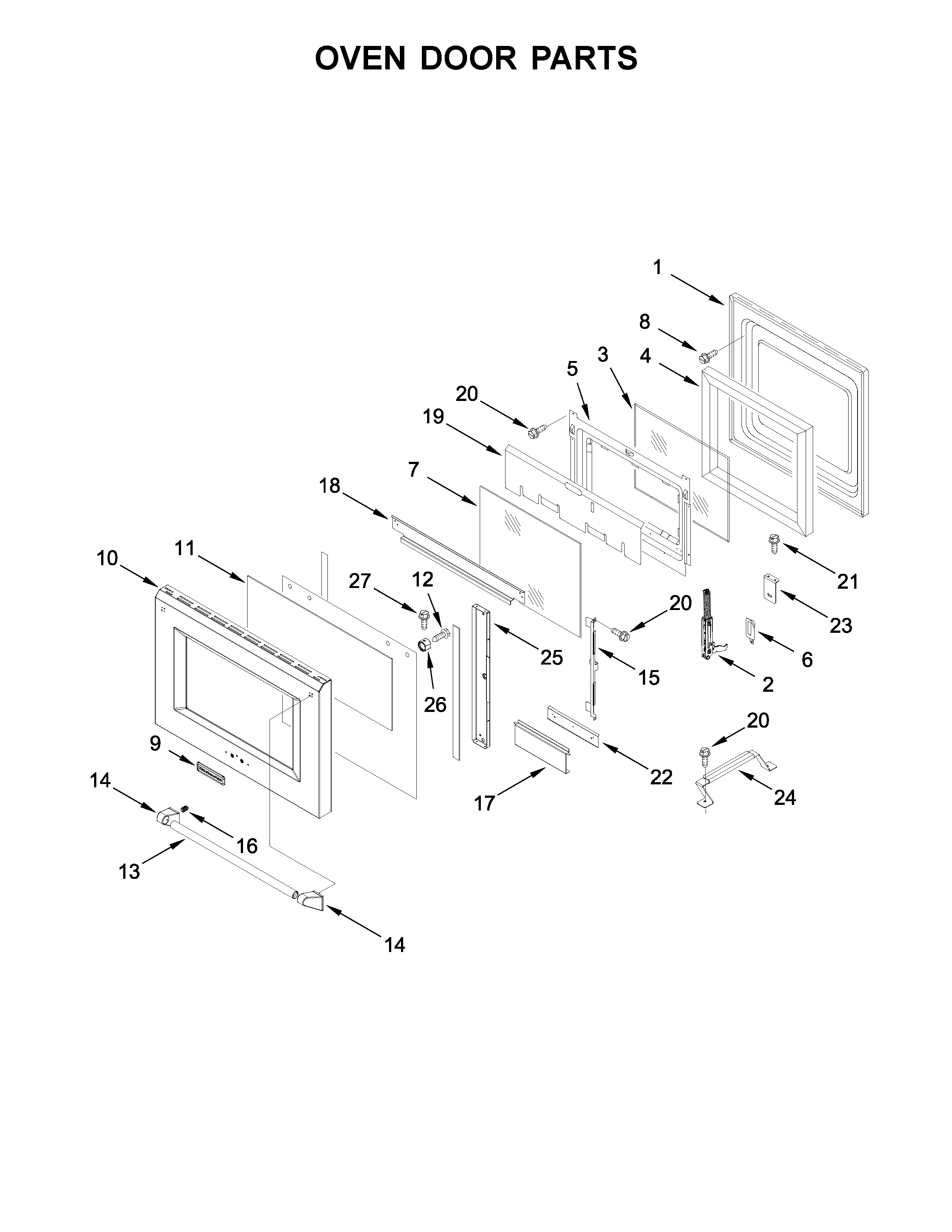 Oven door parts