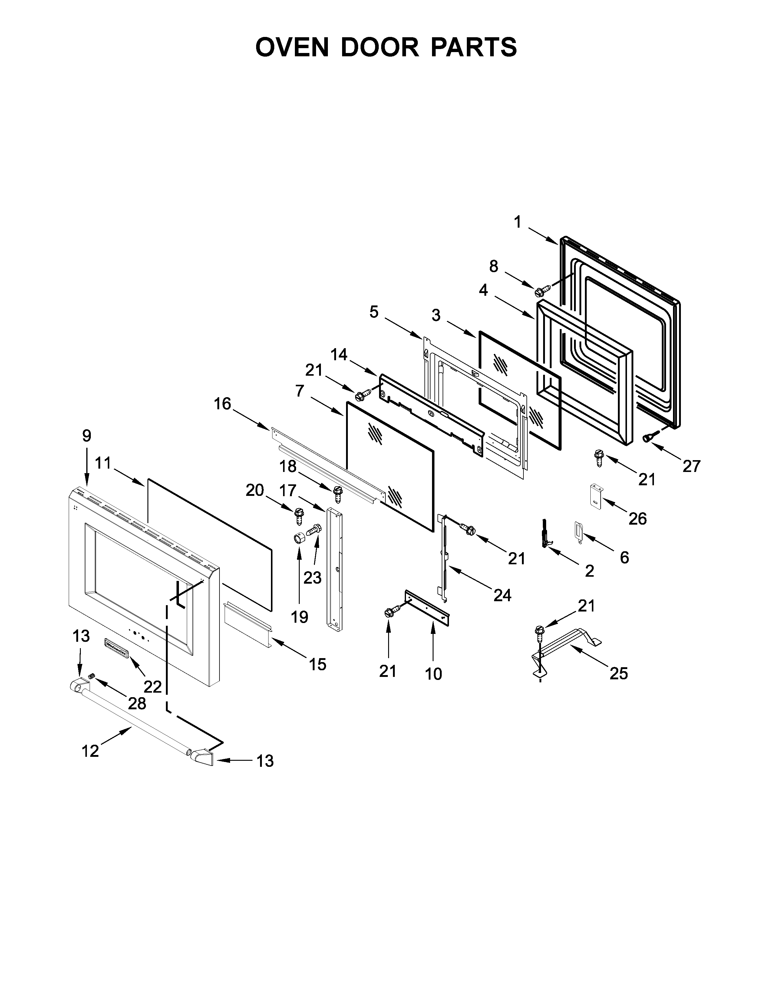 Oven door parts