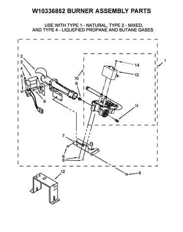 W10336852 burner assembly parts