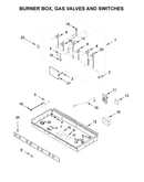 Burner box, gas valves and switches