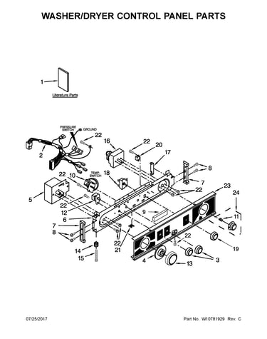 Washer/dryer control panel parts