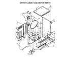 Whirlpool WET4024EW0 dryer cabinet and motor parts diagram