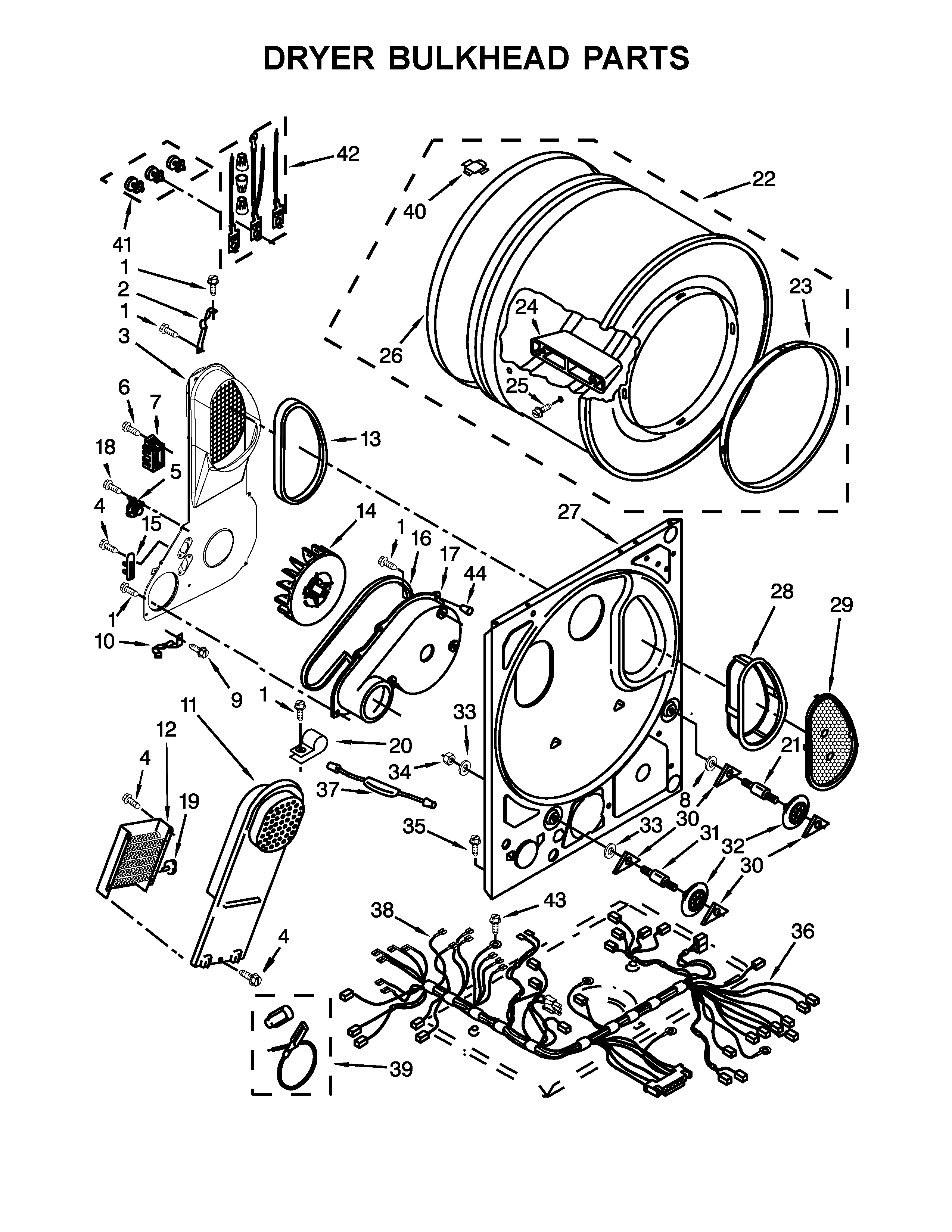Dryer bulkhead parts