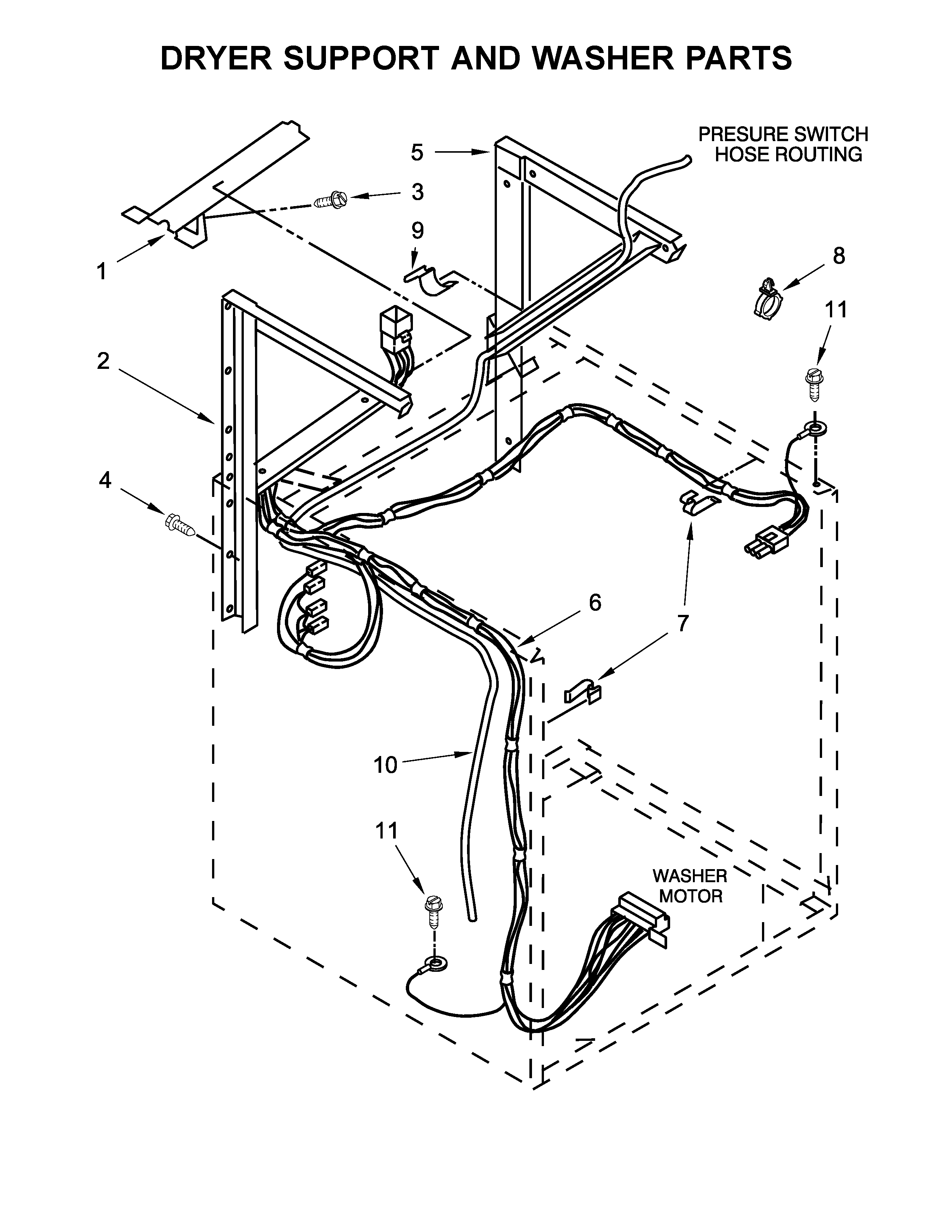 Dryer support and washer parts