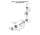 Whirlpool WET4024EW0 brake, clutch, gearcase, motor and pump parts diagram