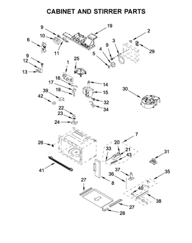 Cabinet and stirrer parts
