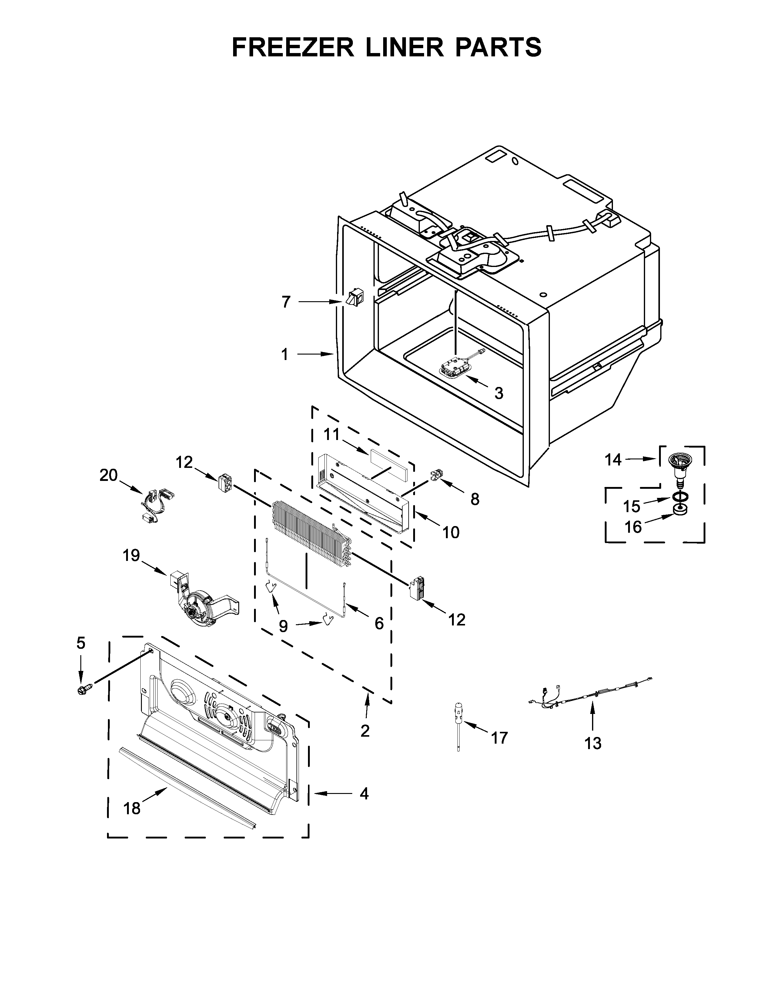 Freezer liner parts