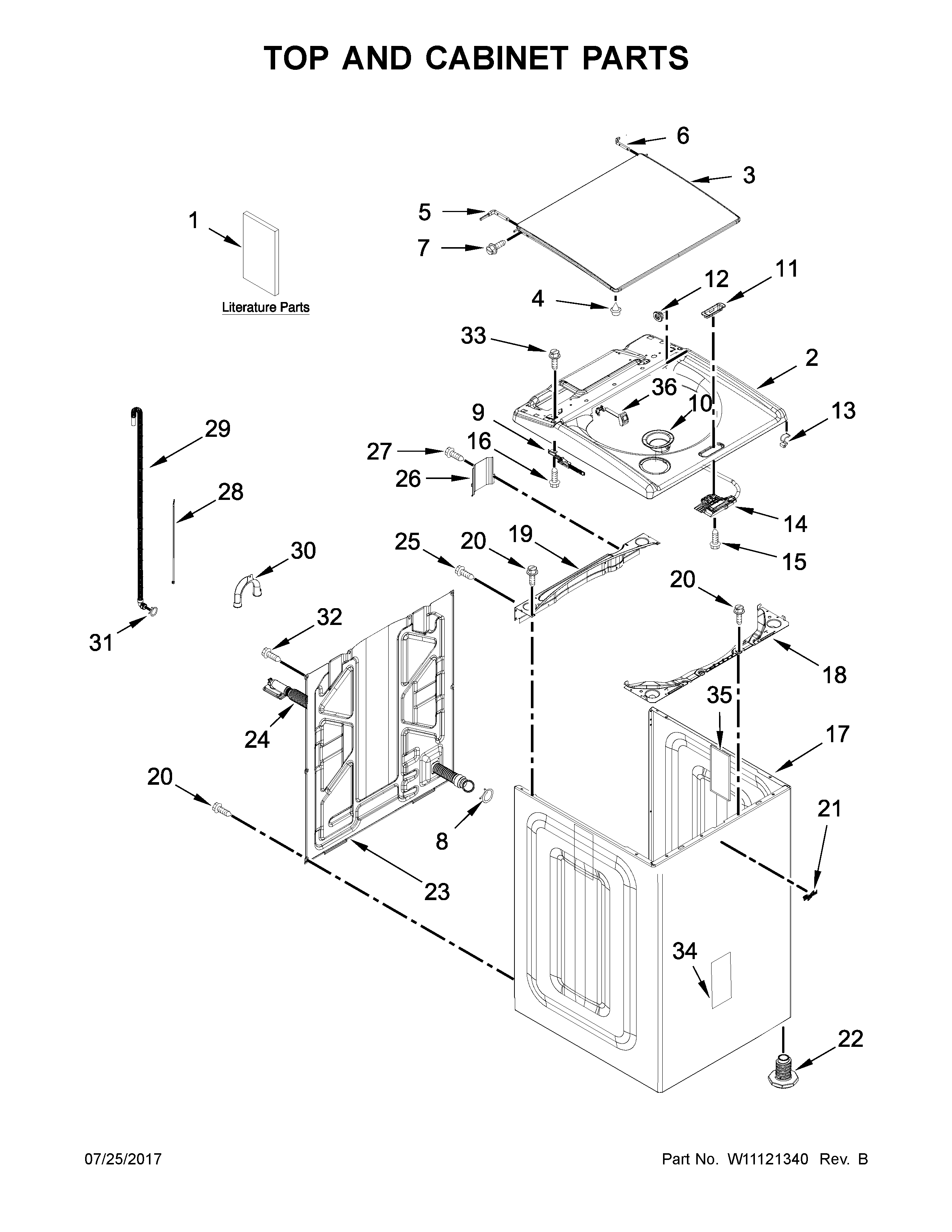 Top and cabinet parts