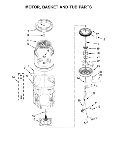 Motor, basket and tub parts