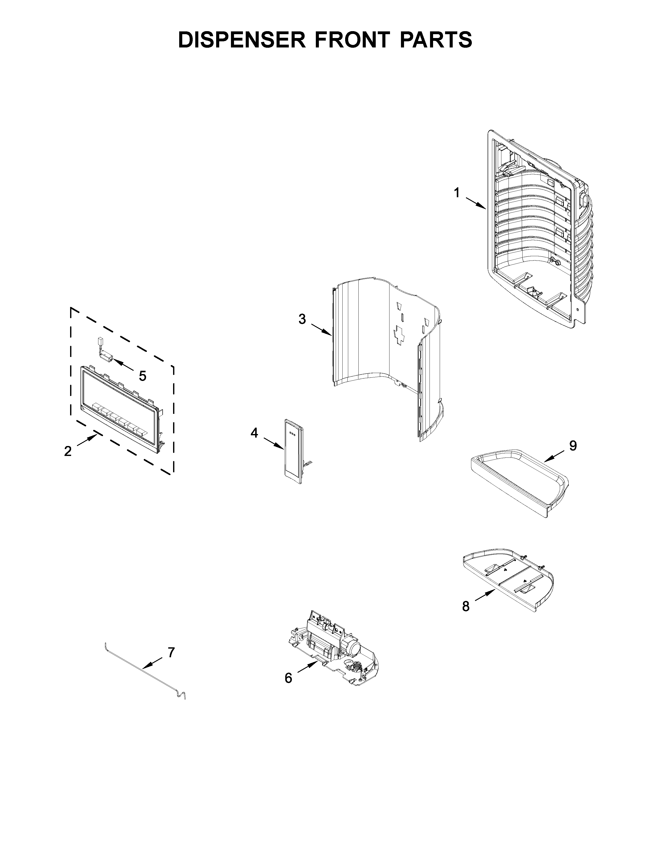 Dispenser front parts