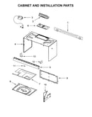 Cabinet and installation parts