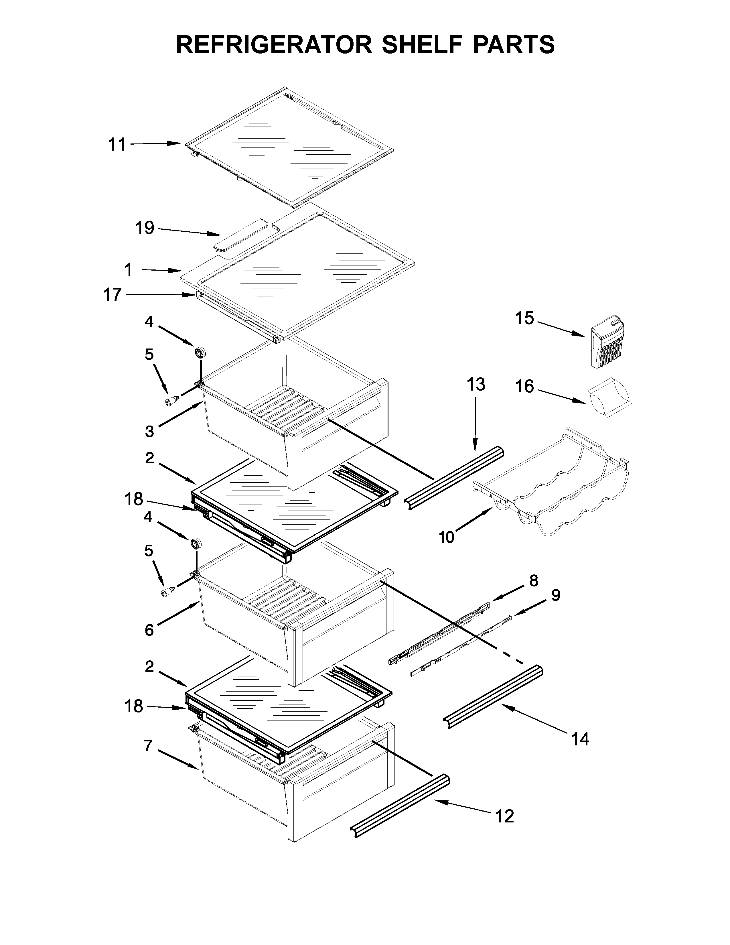 Refrigerator shelf parts