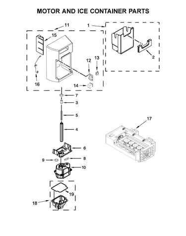 Motor and ice container parts
