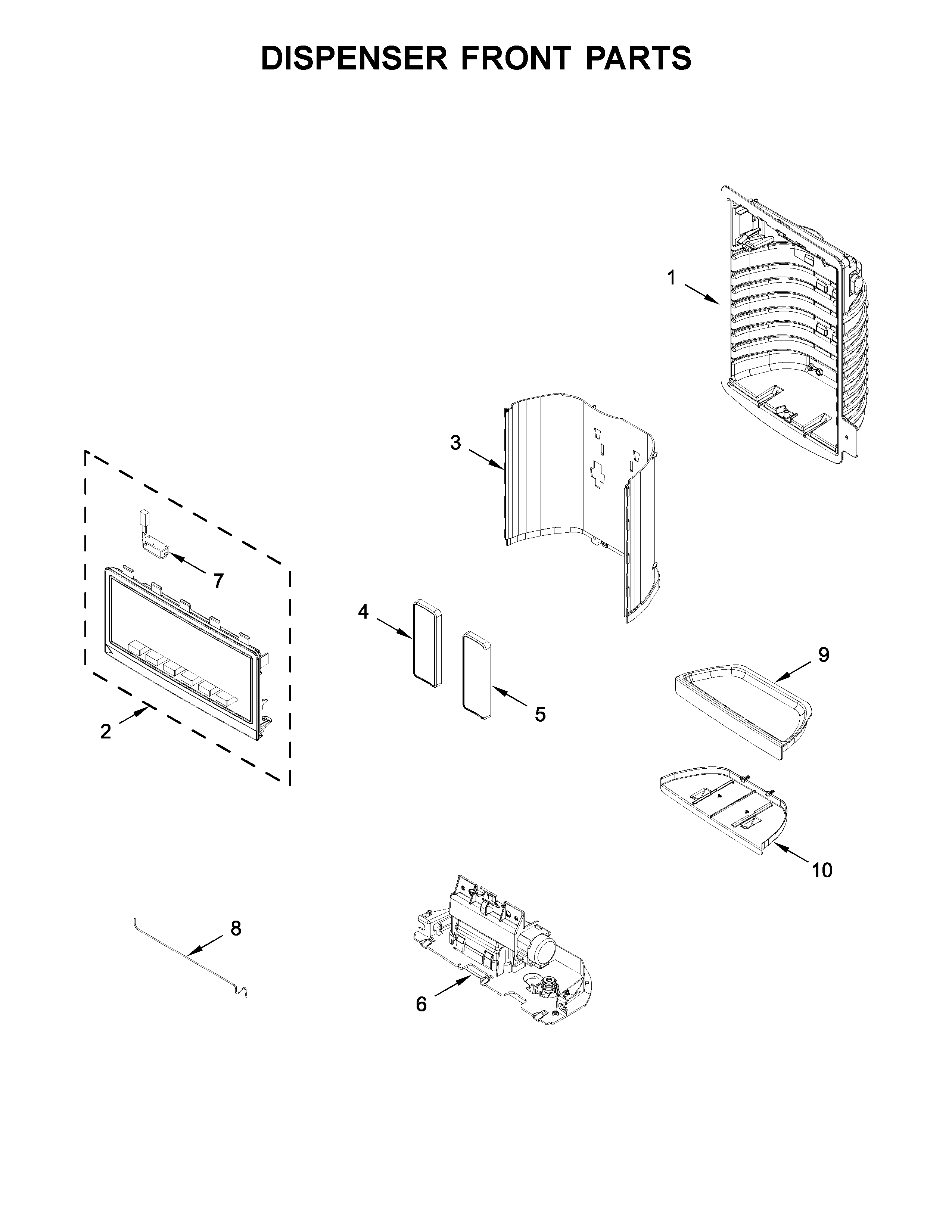 Dispenser front parts