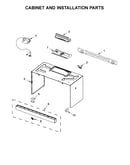 Cabinet and installation parts
