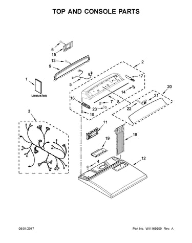 Top and console parts