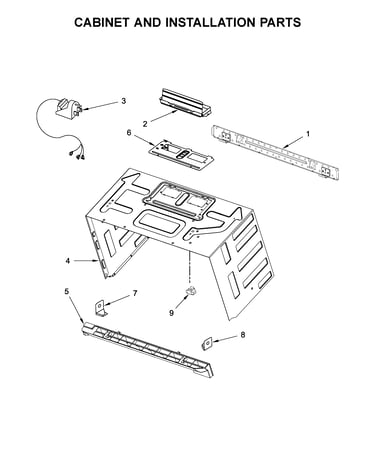 Cabinet and installation parts