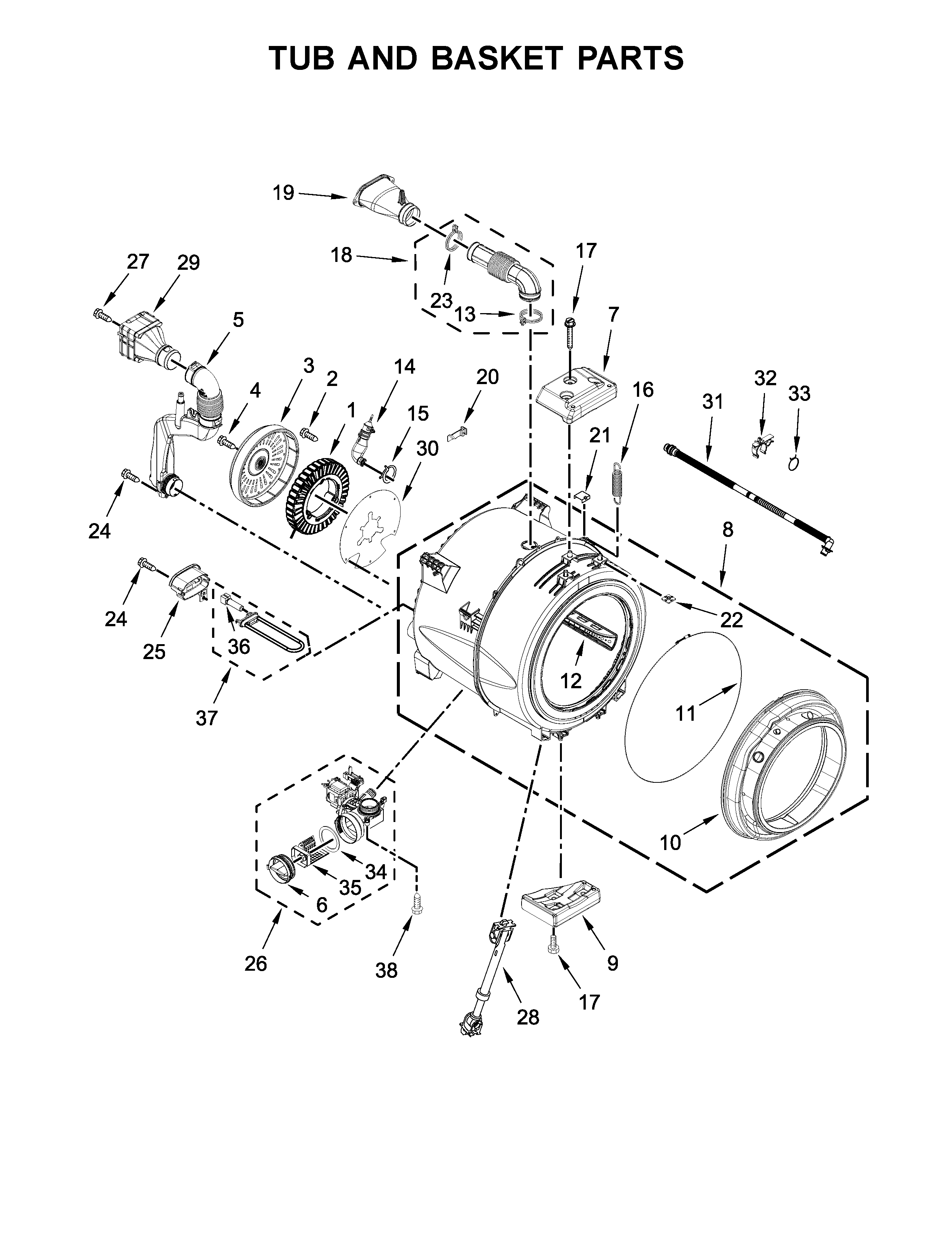 Tub and basket parts