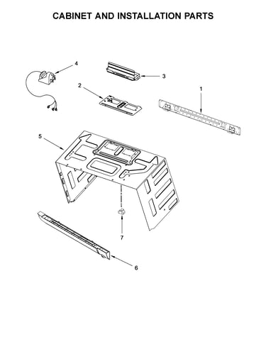 Cabinet and installation parts