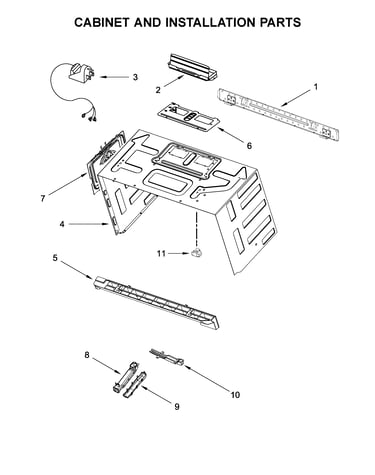 Cabinet and installation parts