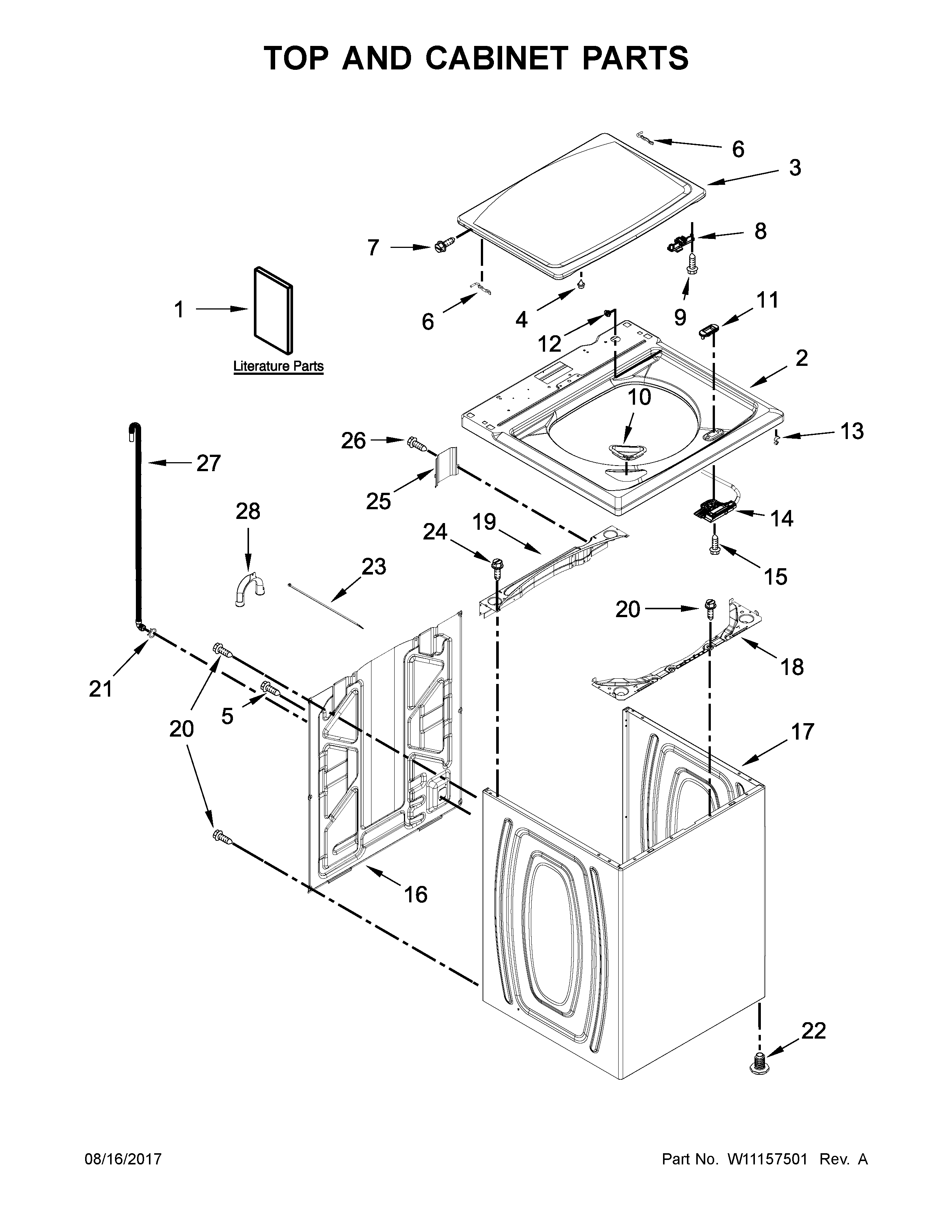 Top and cabinet parts