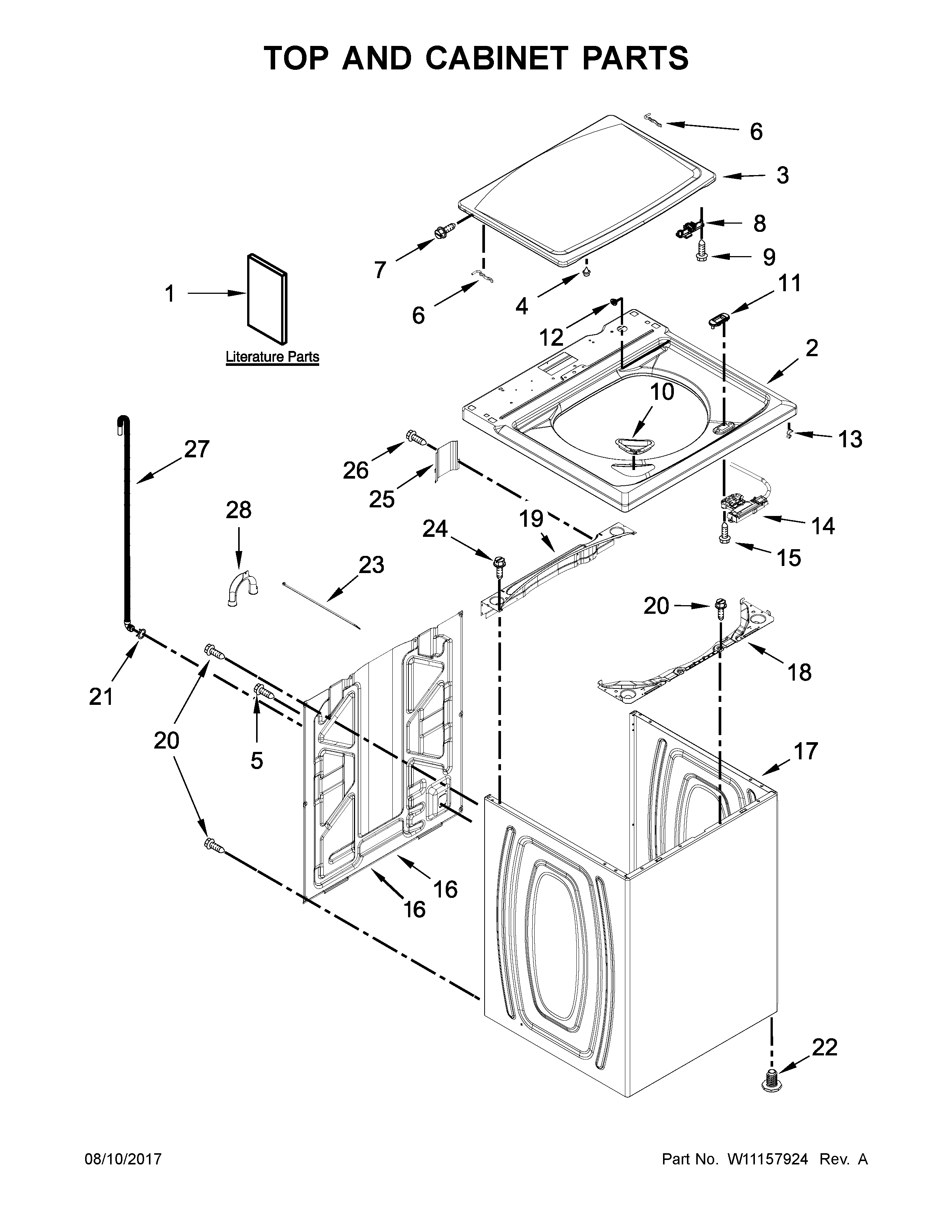 Top and cabinet parts