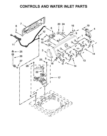 Controls and water inlet parts
