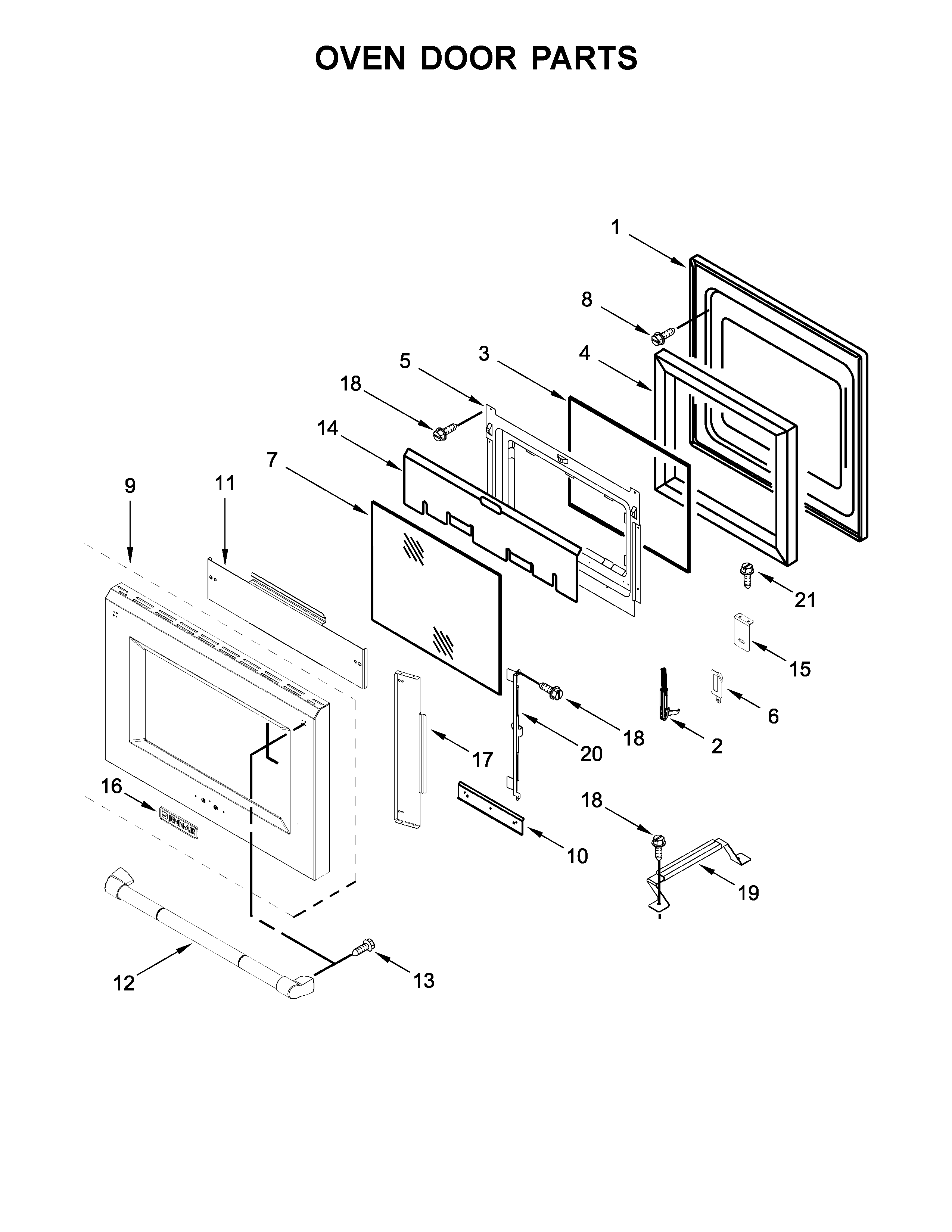 Oven door parts