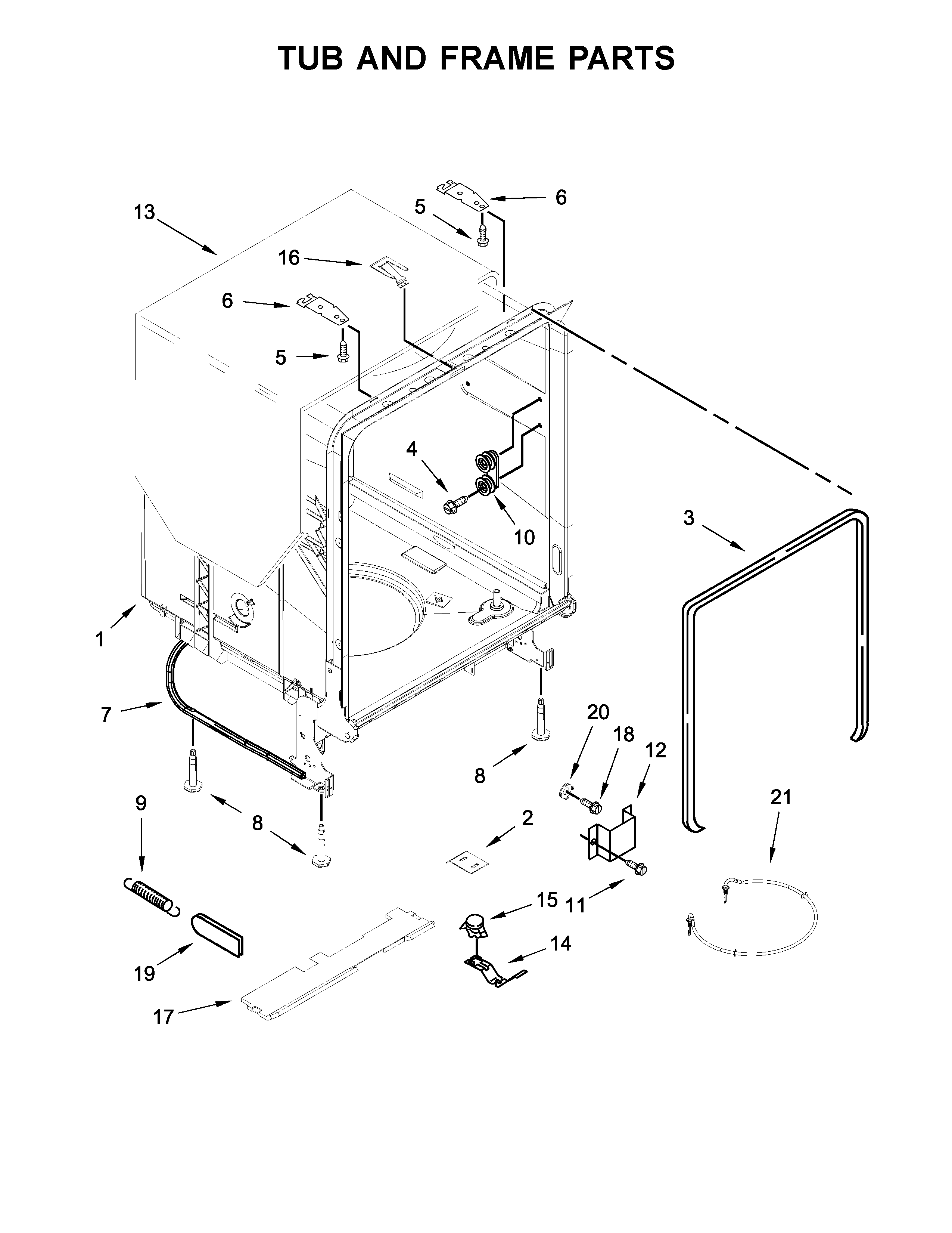 Tub and frame parts