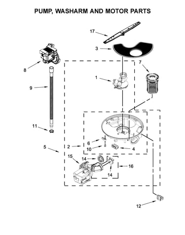 Pump, washarm and motor parts