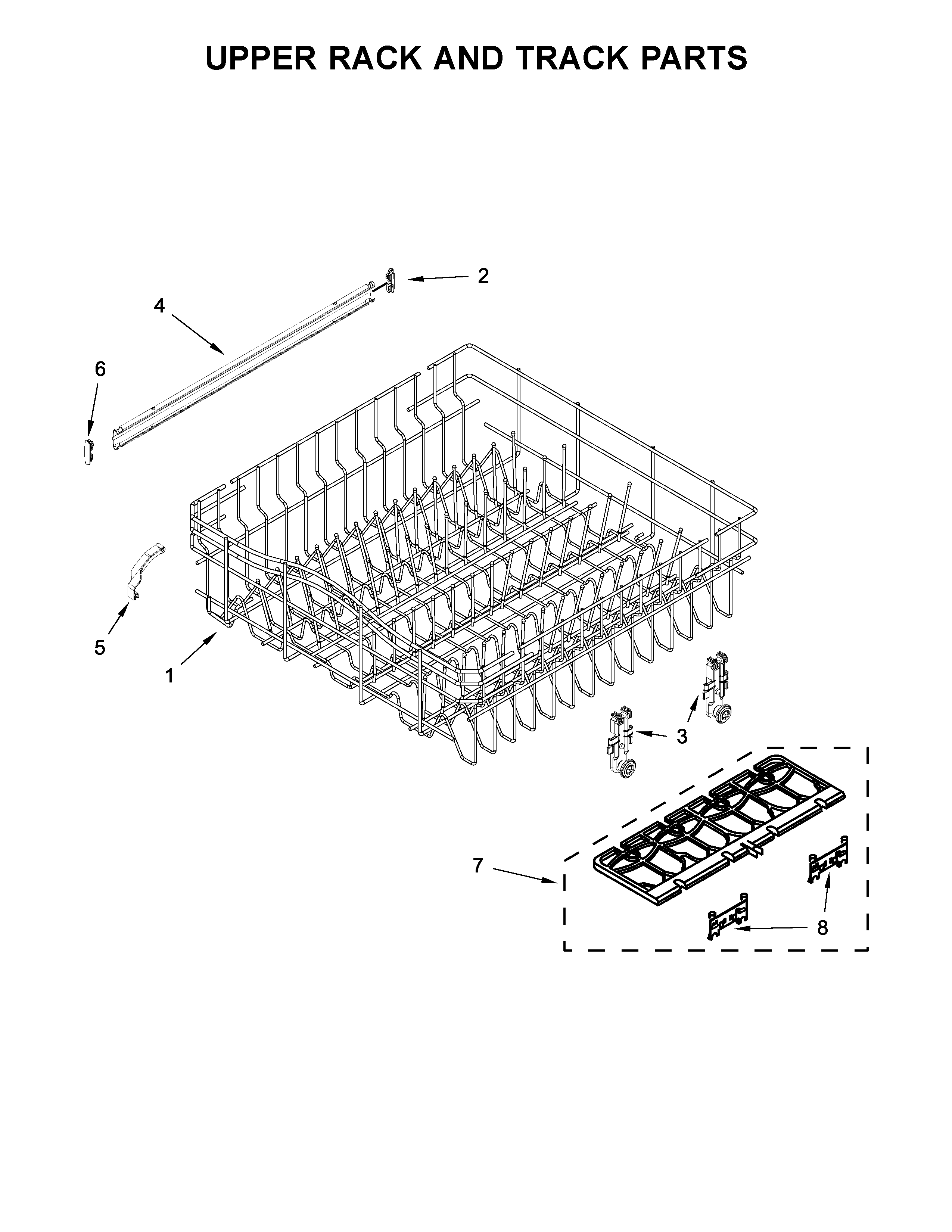 Upper rack and track parts