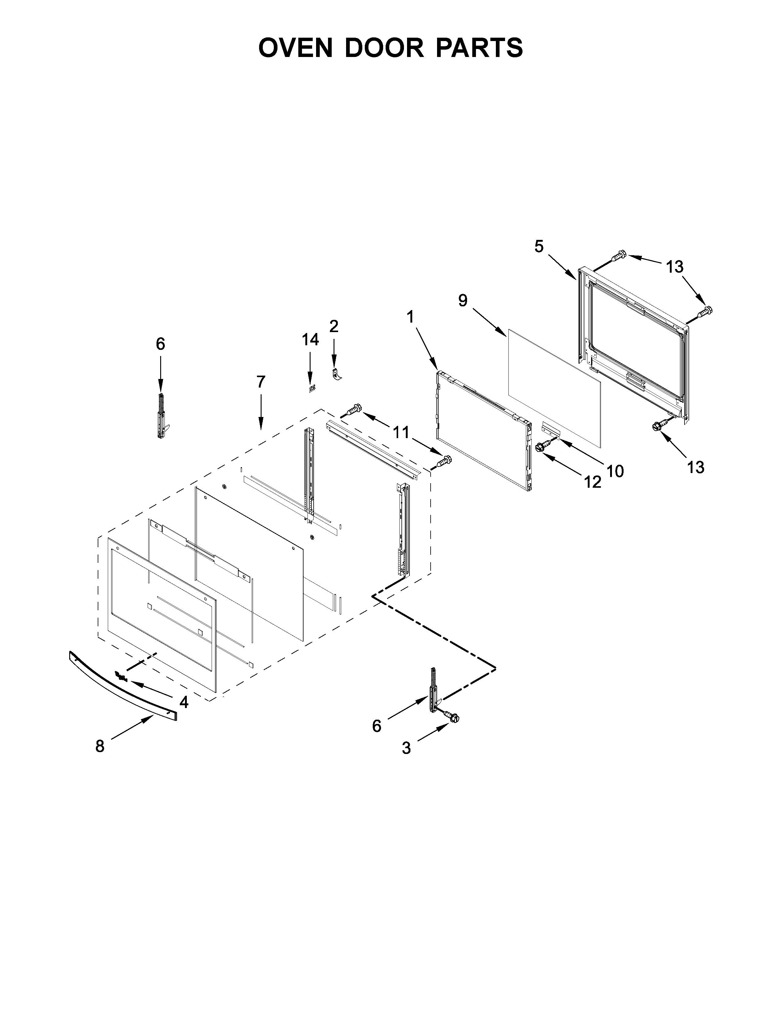 Oven door parts