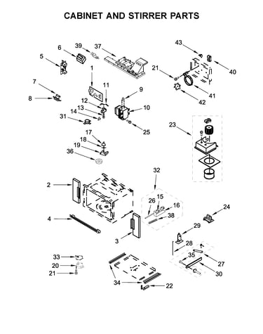 Cabinet and stirrer parts