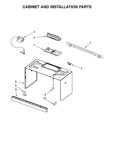 Cabinet and installation parts