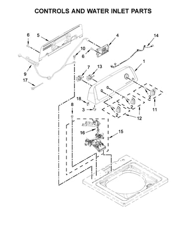 Controls and water inlet parts