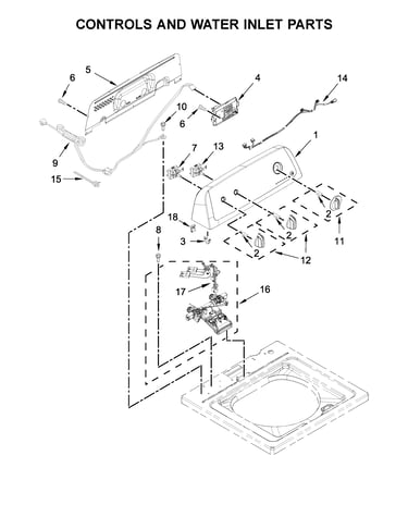 Controls and water inlet parts
