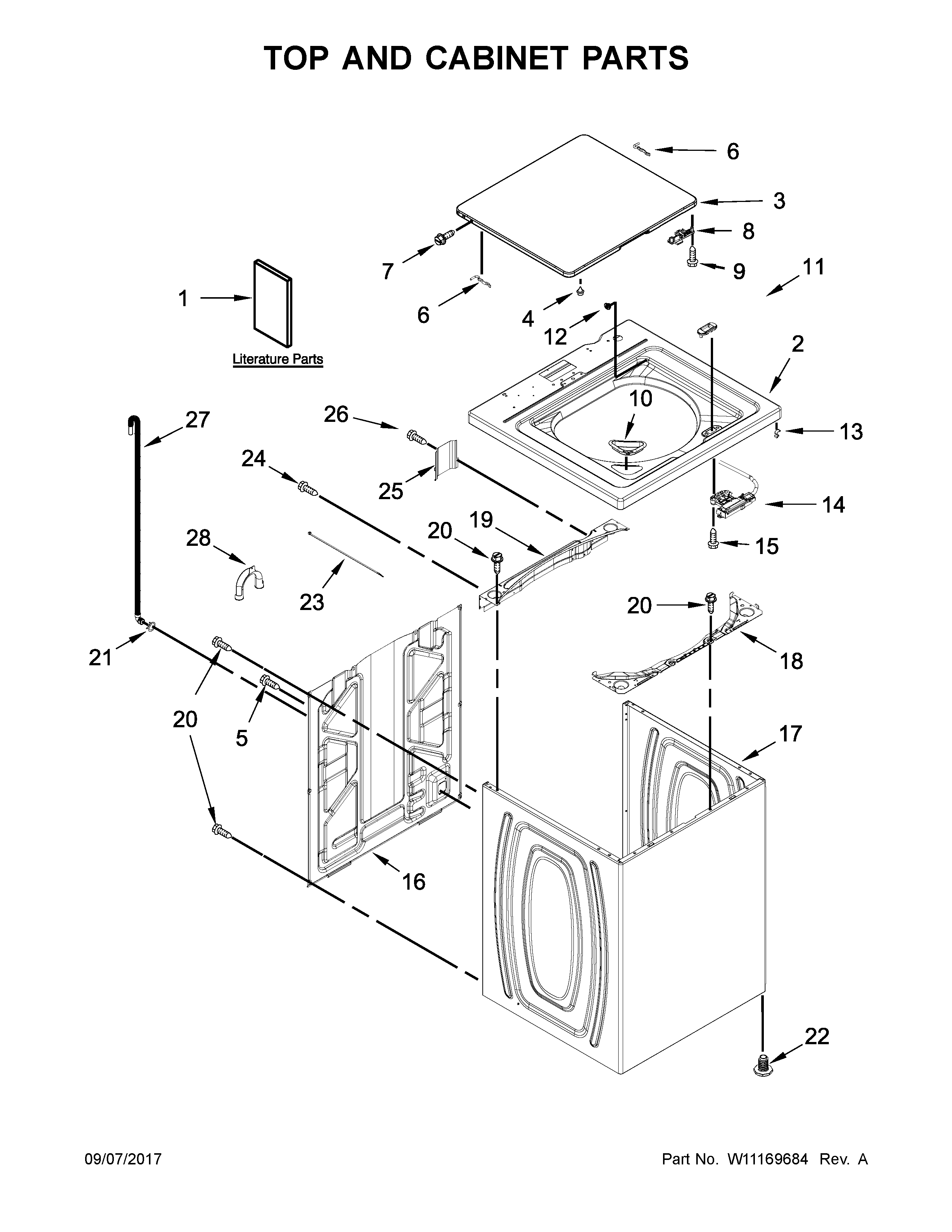 Top and cabinet parts