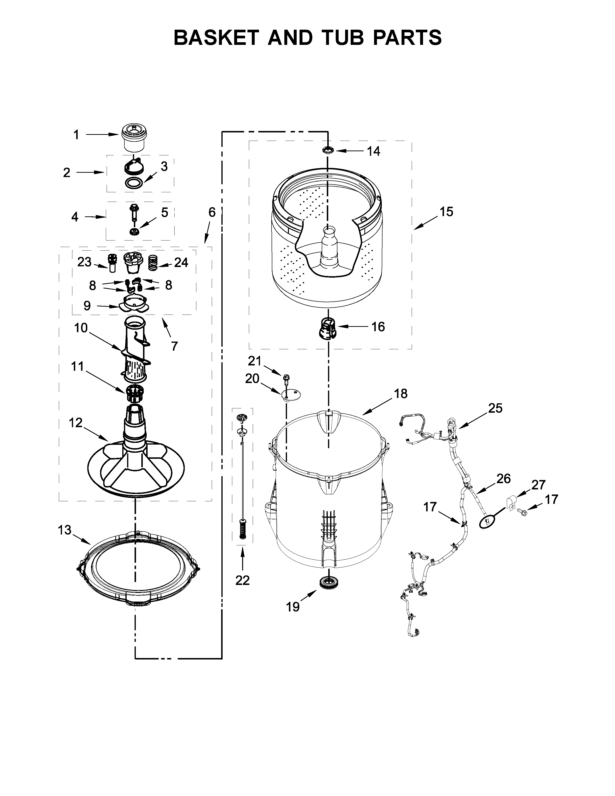Basket and tub parts