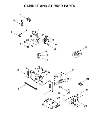 Cabinet and stirrer parts