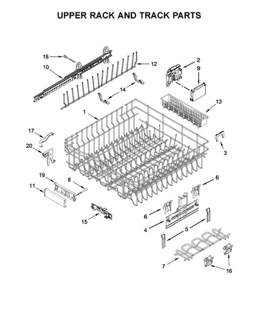 Upper rack and track parts