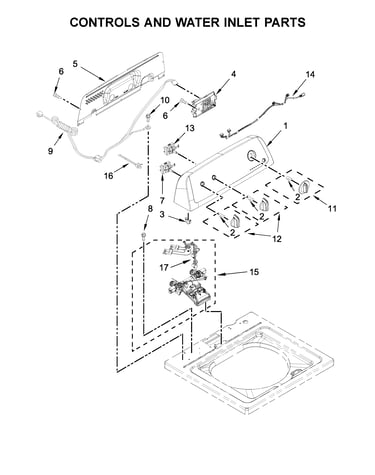 Controls and water inlet parts