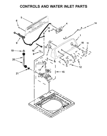 Controls and water inlet parts