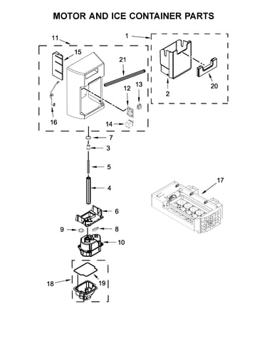 Motor and ice container parts