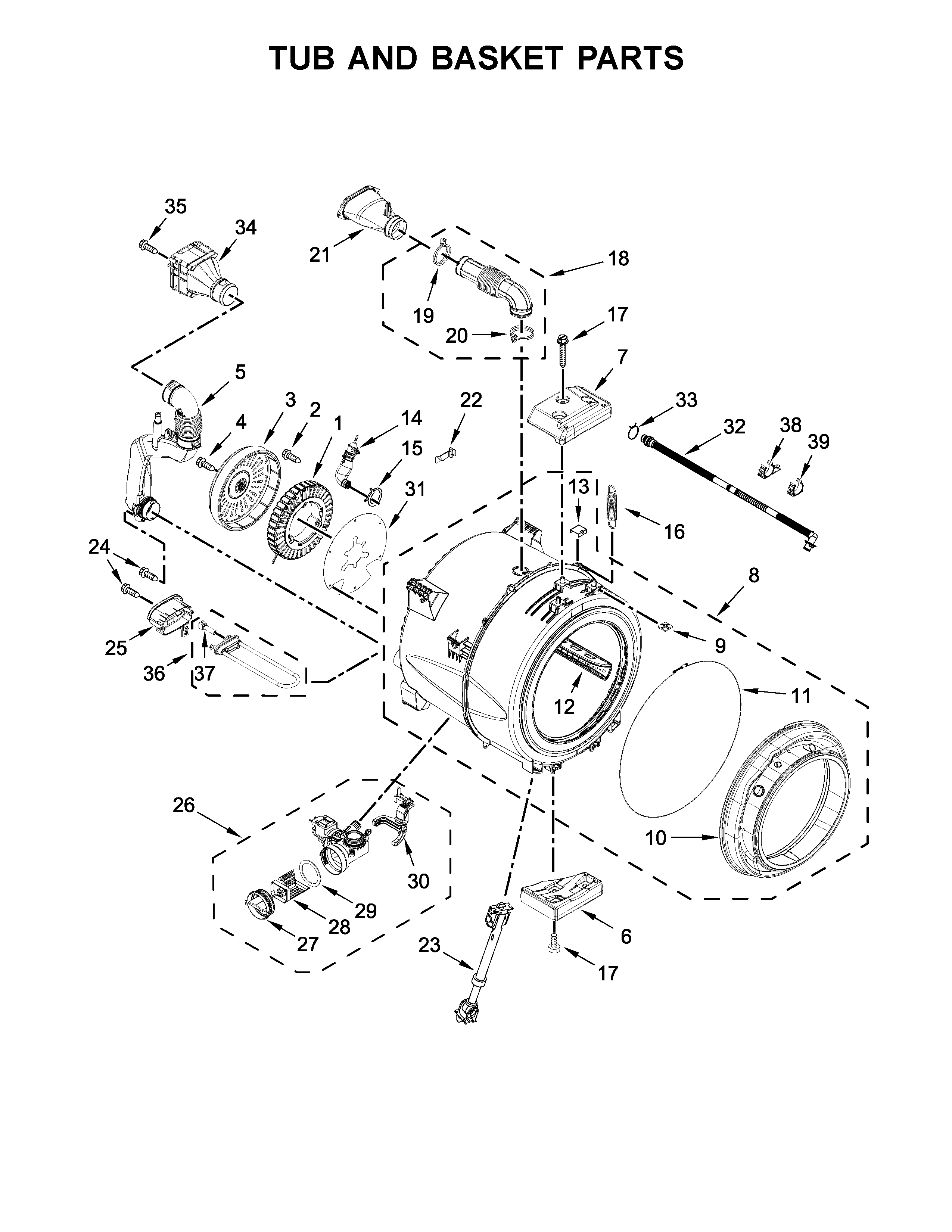 Tub and basket parts